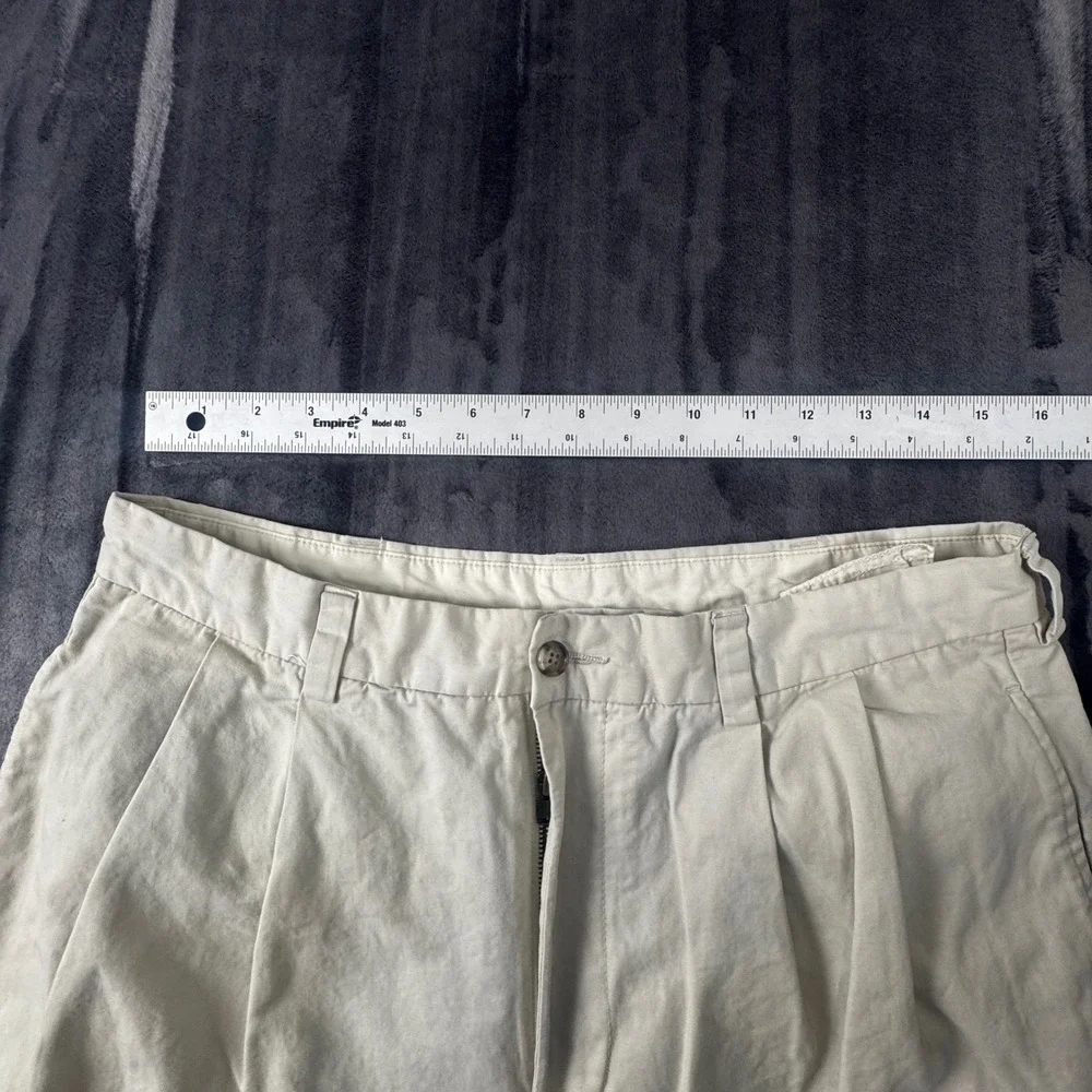 Brooks Brothers Pleated Chinos Mens 34x30 Beige Cotton Cuffed Dress Pants